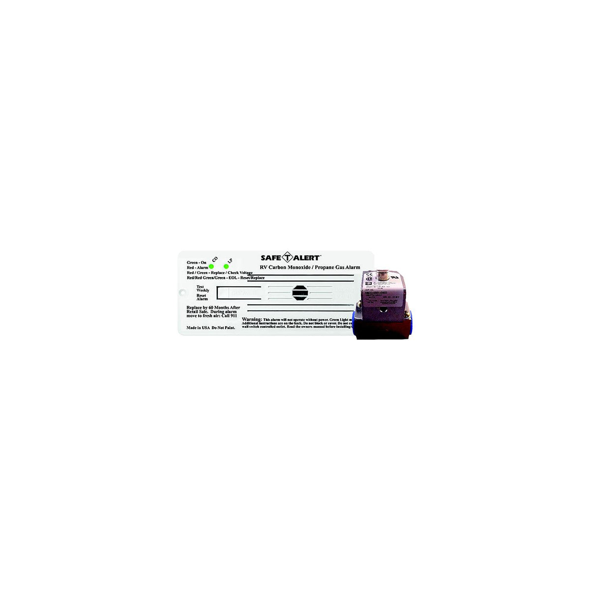 MTI Industries 35742RWTKIT 12V 35 Series Safe-T-Alert Flush Mount RV Dual Carbon Monoxide/Propane Alarm w/Trim Ring & Solenoid, White -Modern Boat Sales & Service