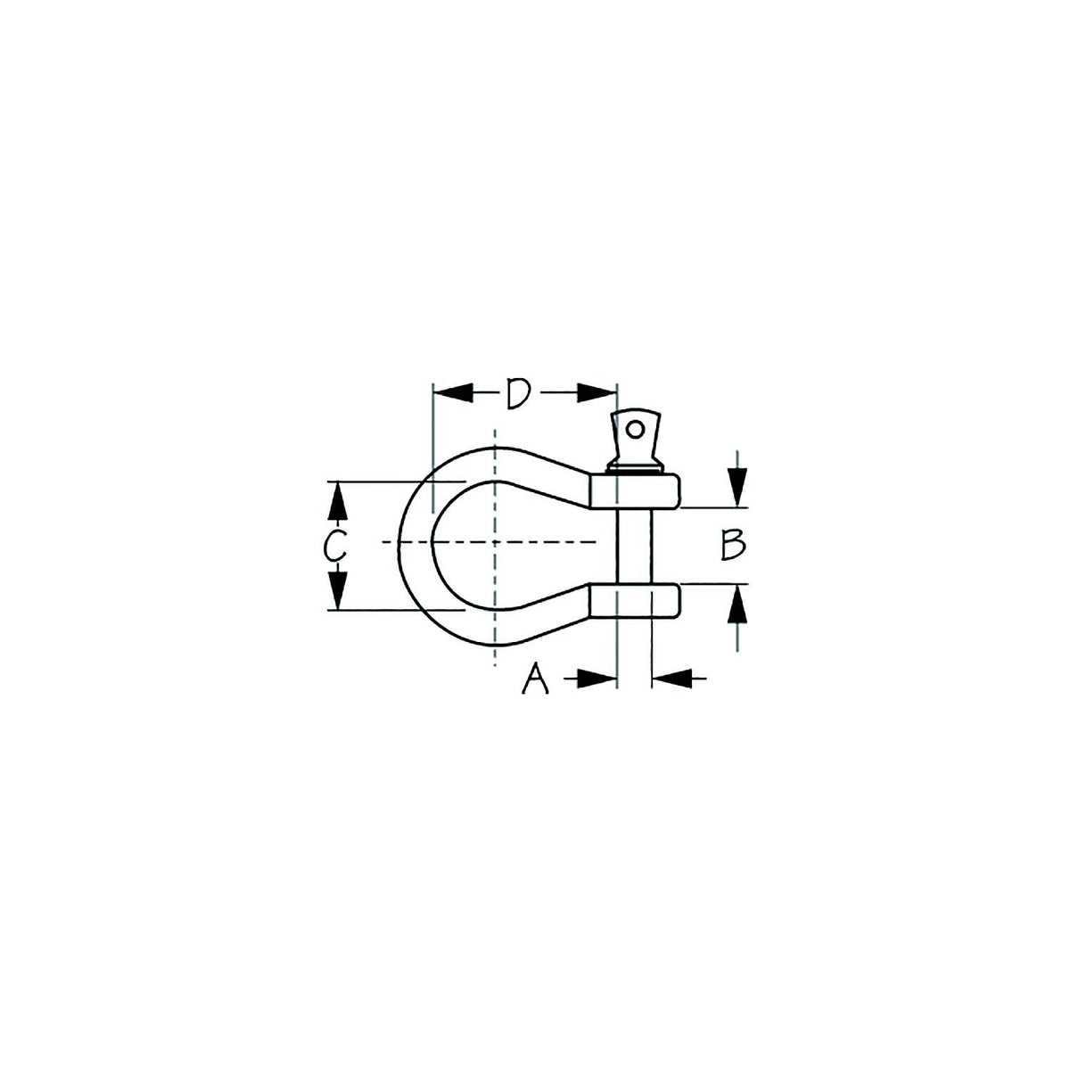 Sea-Dog Galvanized Shackle-Load Rated , A:7/8" , B:1-1/4, C:2", D:2-3/4", Max Load: 4-3/4 Ton -Modern Boat Sales & Service