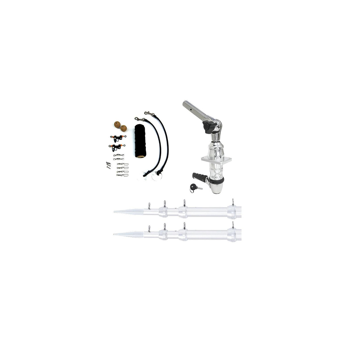 Tigress 88824 XD Top Mount Outrigger System, 15' x 1-1/2", Silver -Modern Boat Sales & Service