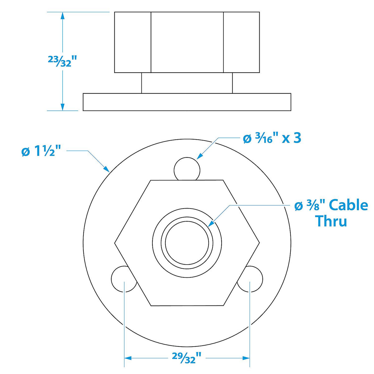 Seachoice Cable Outlet, 3/8 In., Weatherproof, Chrome-Plated Brass -Modern Boat Sales & Service