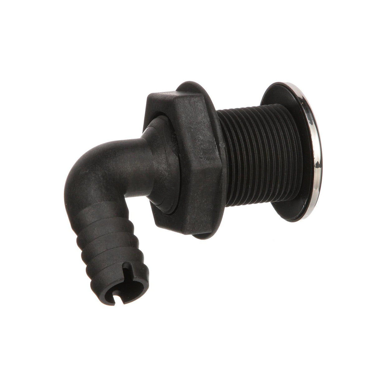 Seachoice 90-Degree Thru-Hull Connector, Fits 3/4 In. ID Hose, 1-3/8 In. Max Hull, White -Modern Boat Sales & Service