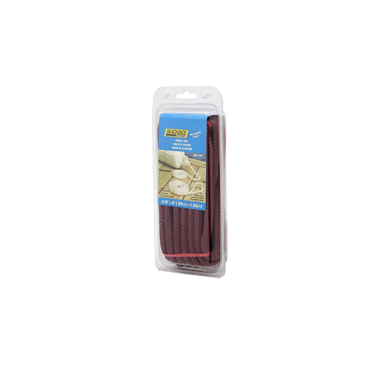 Seachoice Braided Bumper Fender Line, 3/8 in. X 6 Ft., Burgandy Red -Modern Boat Sales & Service