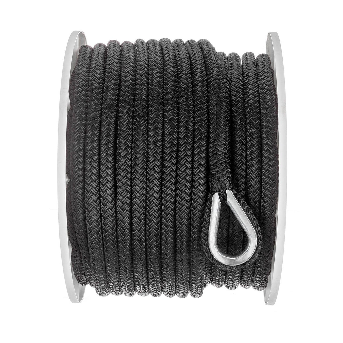 Seachoice Boat Anchor Rope, Double-Braid, Nylon, Achor Line, 1/2 in. X 150 Ft., Black -Modern Boat Sales & Service
