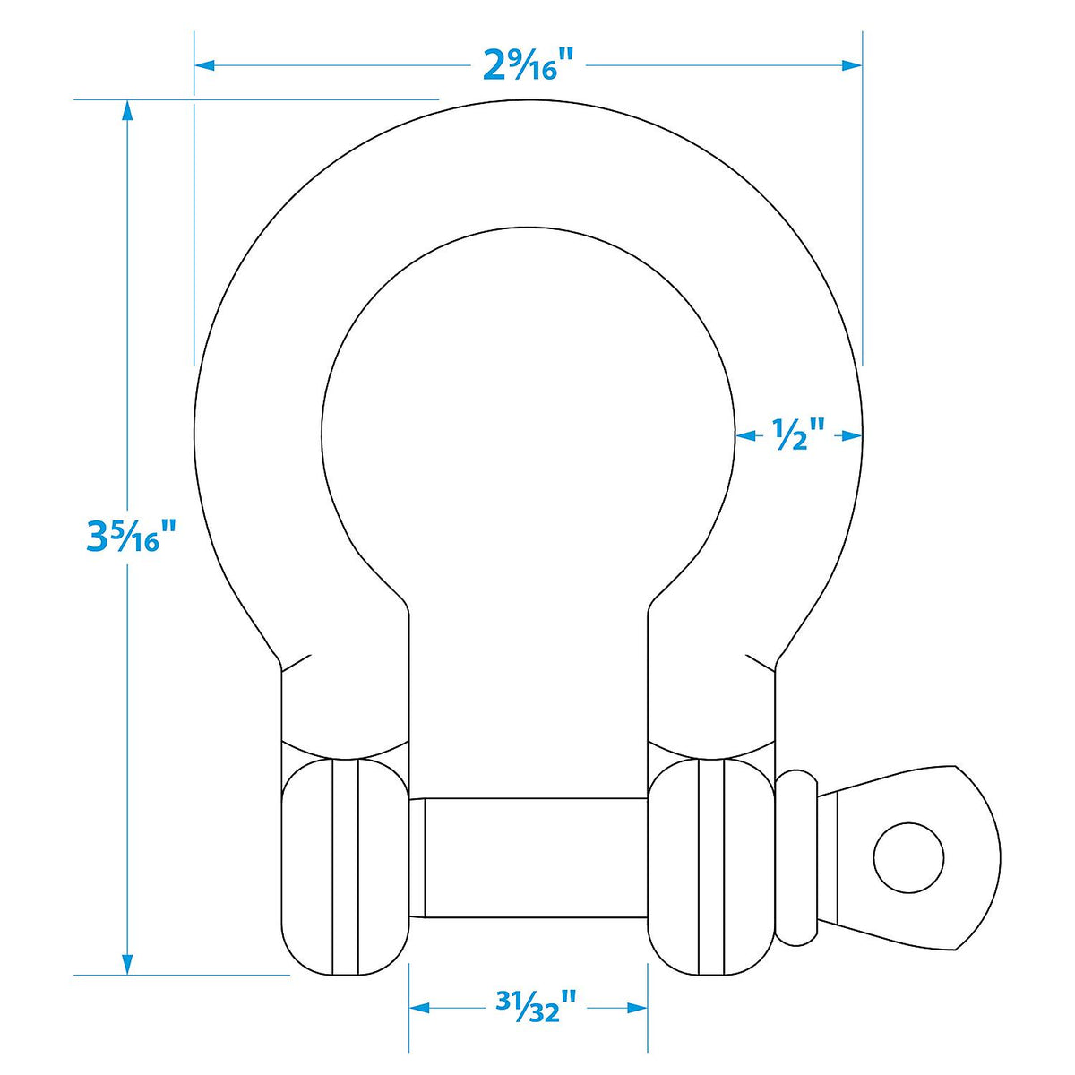Seachoice Stainless Steel Anchor Shackle, 1/2 in., 2,000 Lbs. Max Load -Modern Boat Sales & Service