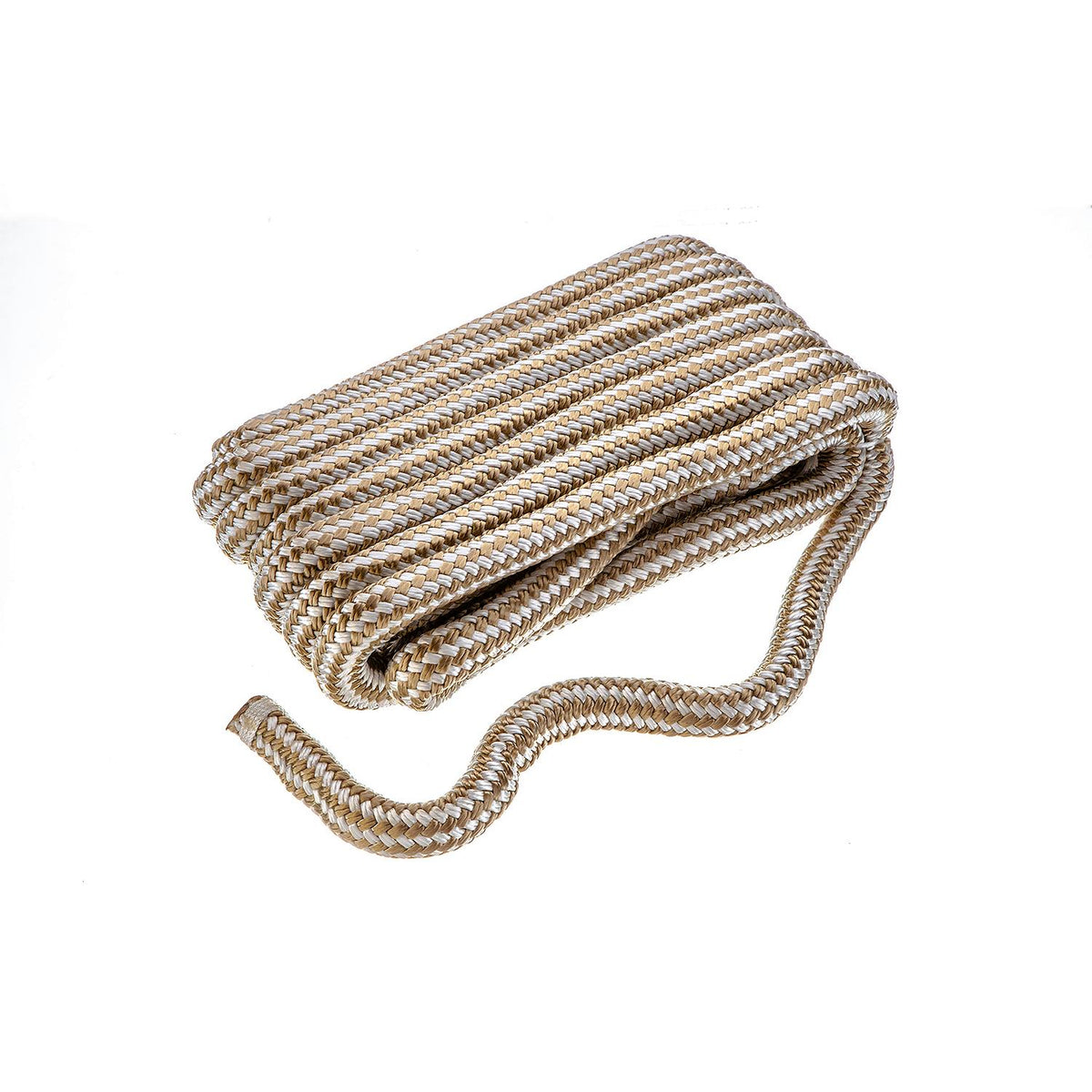 Seachoice Double-Braid Nylon Dock Line w/ Eye Splice, Pre-Shrunk, Heat Stabilized, 3/4 In. X 25 Ft., Gold White -Modern Boat Sales & Service