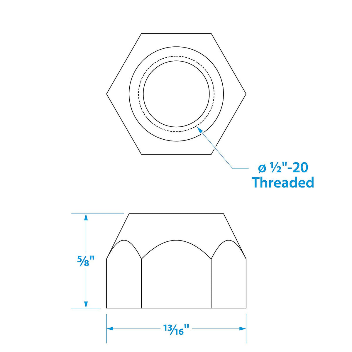 Seachoice Trailer Wheel Lug Nuts, 1/2 in. X 20 Thread, Pack of 5 -Modern Boat Sales & Service
