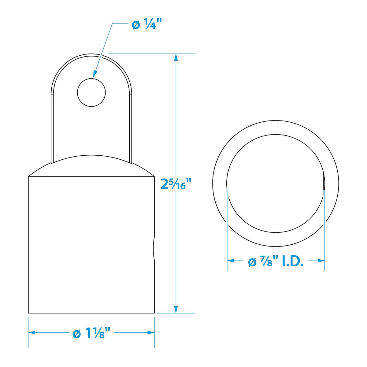 Seachoice External Eye End Cap for Bimini Top, Stainless Steel, 7/8 in. OD -Modern Boat Sales & Service