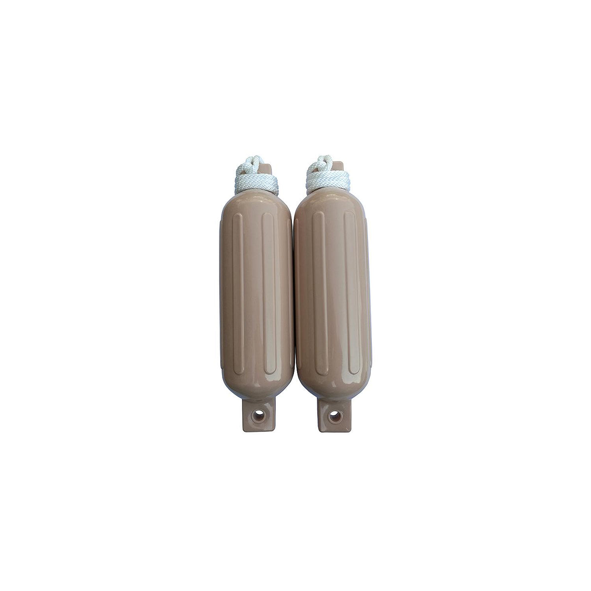 Seachoice 79274 Twin Eye Ribbed Fender Kit (Includes 2 6.5" x 23" Tan Fenders and 2 Matching 3/8 x 5' Fender Lines) -Modern Boat Sales & Service