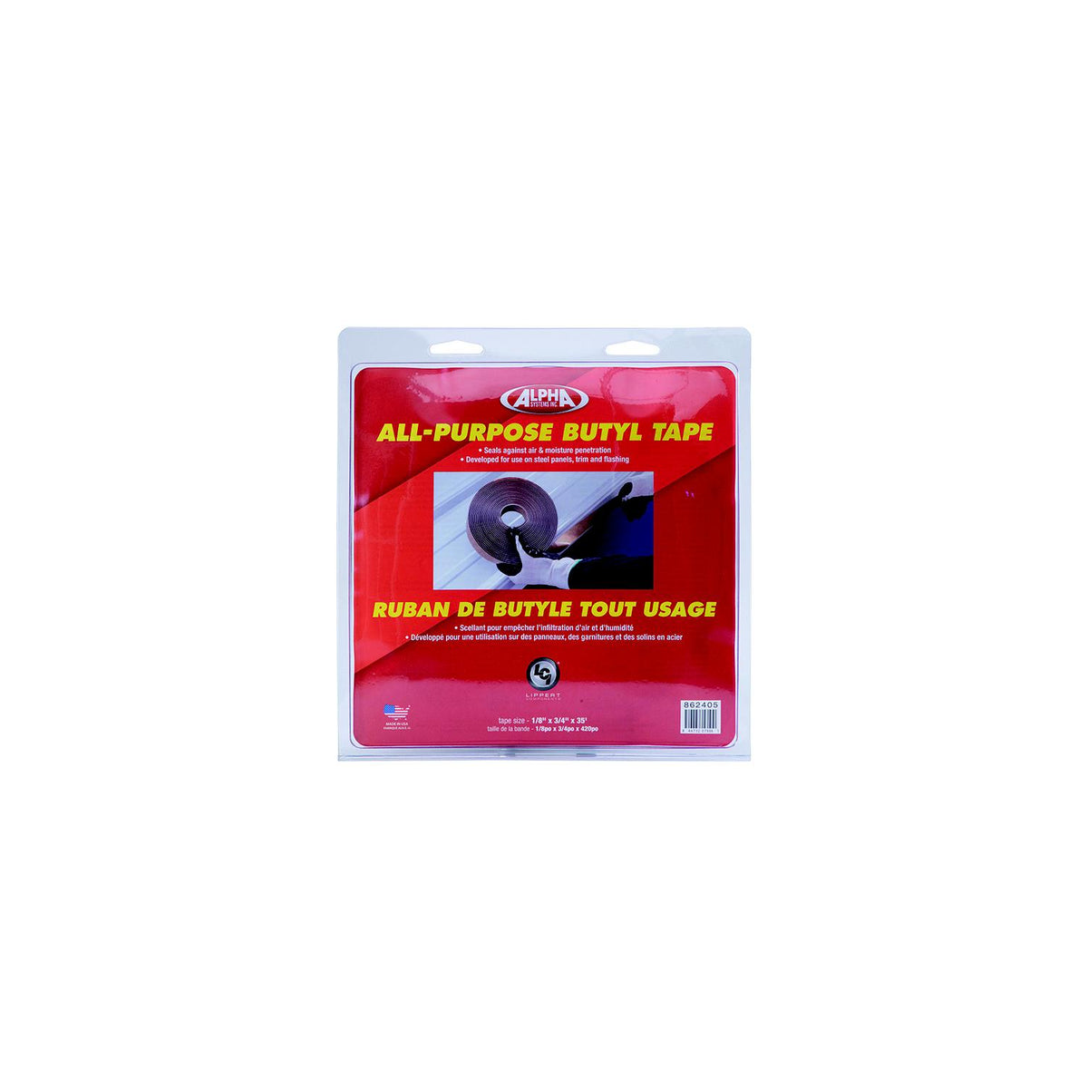 Alpha Systems 862405 All-Purpose Butyl Tape, 1/8" x 3/4" x 35" -Modern Boat Sales & Service
