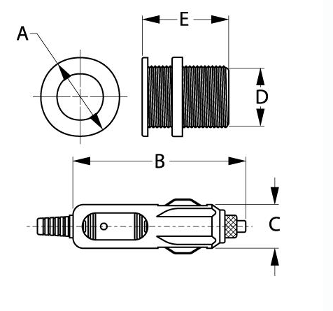 4261151 Sea-Dog Deluxe Power Socket & Cap Only, 12V / W6