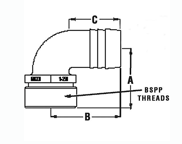 PTHC114PD32 Pipe-To-Hose Adapter, 90° / 335E