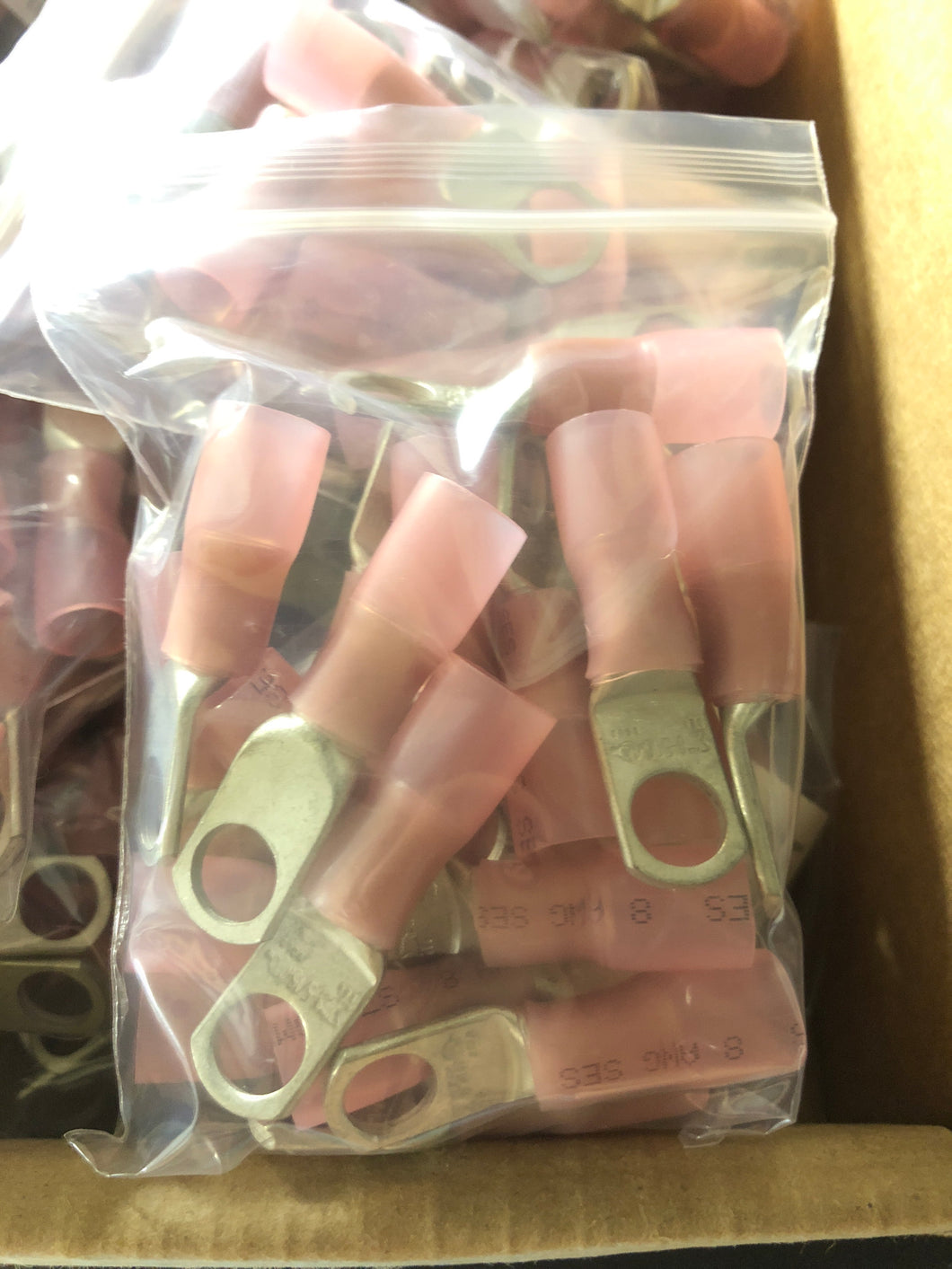 8 AWG MEDIUM RING Pink ring Butt Connectors TE8-56R x 10 per baggie/F3-DRAWER#32