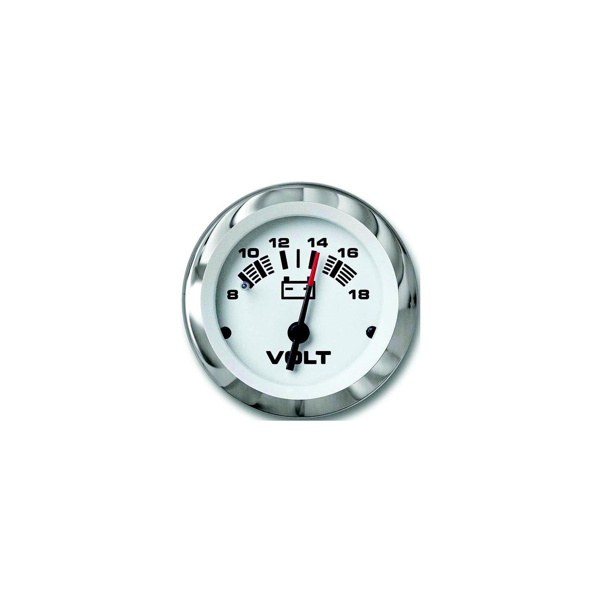 Sierra 65506P Lido Series 2" White & Stainless Steel 12V 8-18 VDC Dial Range Voltmeter Gauge -Modern Boat Sales & Service
