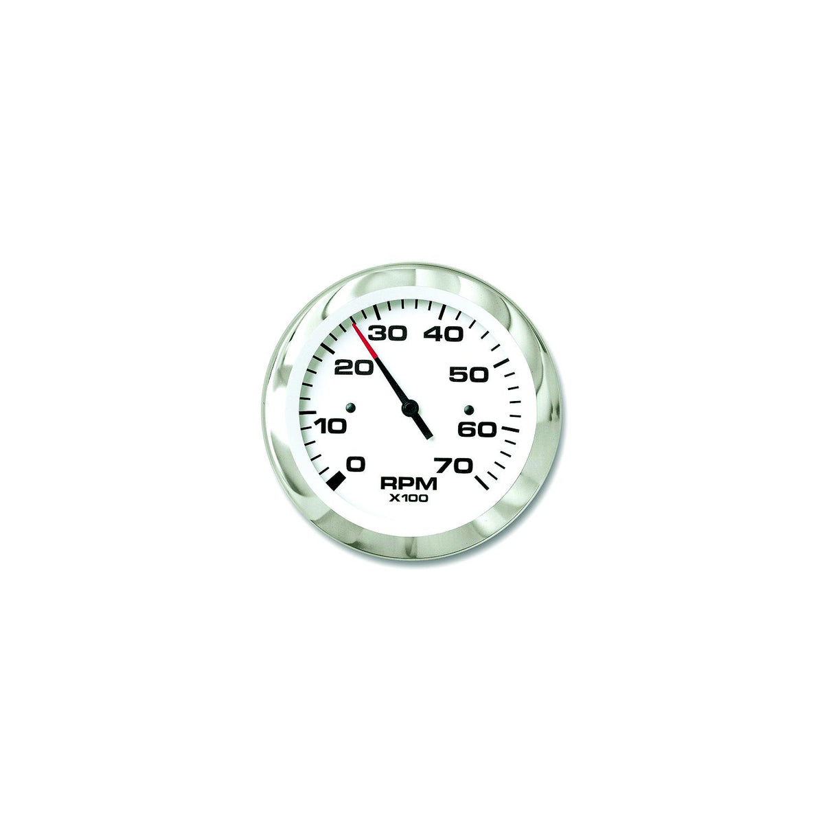 Sierra 65693P Lido Series 3" White & Stainless Steel Electric Outboard & 4 Stroke Gas Engine 0-7,000 RPM Dial Range Tachometer Gauge with Outboard Alternator or Coil Sender Code -Modern Boat Sales & Service