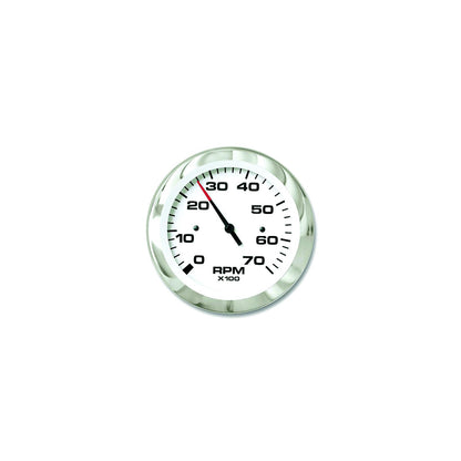 Sierra 65693P Lido Series 3" White & Stainless Steel Electric Outboard & 4 Stroke Gas Engine 0-7,000 RPM Dial Range Tachometer Gauge with Outboard Alternator or Coil Sender Code -Modern Boat Sales & Service
