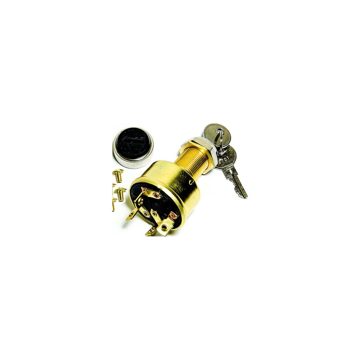 Sierra MP39070 Conventional 4 Position 1" Brass 4 Screw Terminal 12V 15 Amp Ignition Starter Switch -Modern Boat Sales & Service