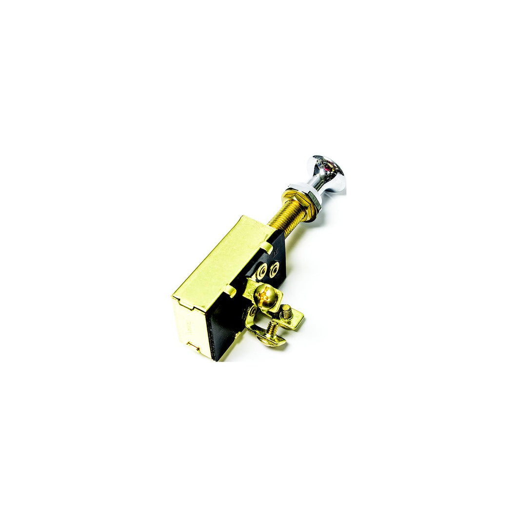 Sierra MP39640 On/Off/On SPDT 3 Screw Terminal Heavy Duty Push Pull Switch | Chrome & Brass Knob -Modern Boat Sales & Service