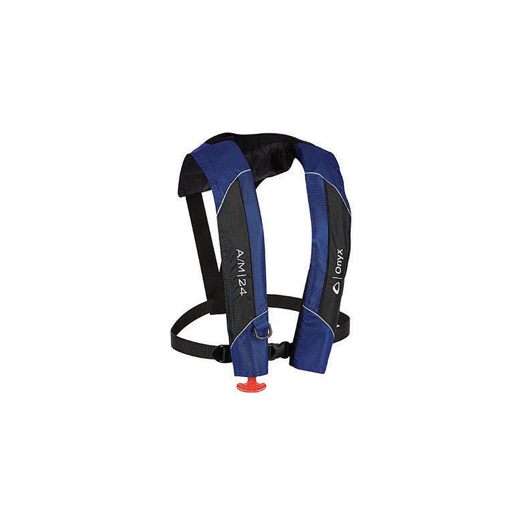 Onyx 13200050000415 A/M-24 Automatic/Manual Inflatable Life Jacket, Blue -Modern Boat Sales & Service