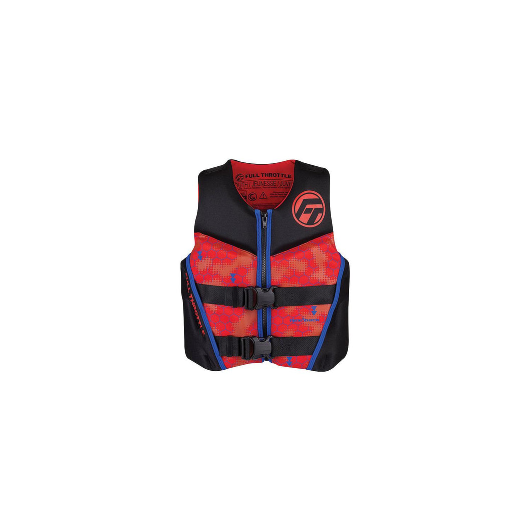 Full Throttle 14250010000222 Rapid Dry Flex Back Life Vest, Youth, Red -Modern Boat Sales & Service