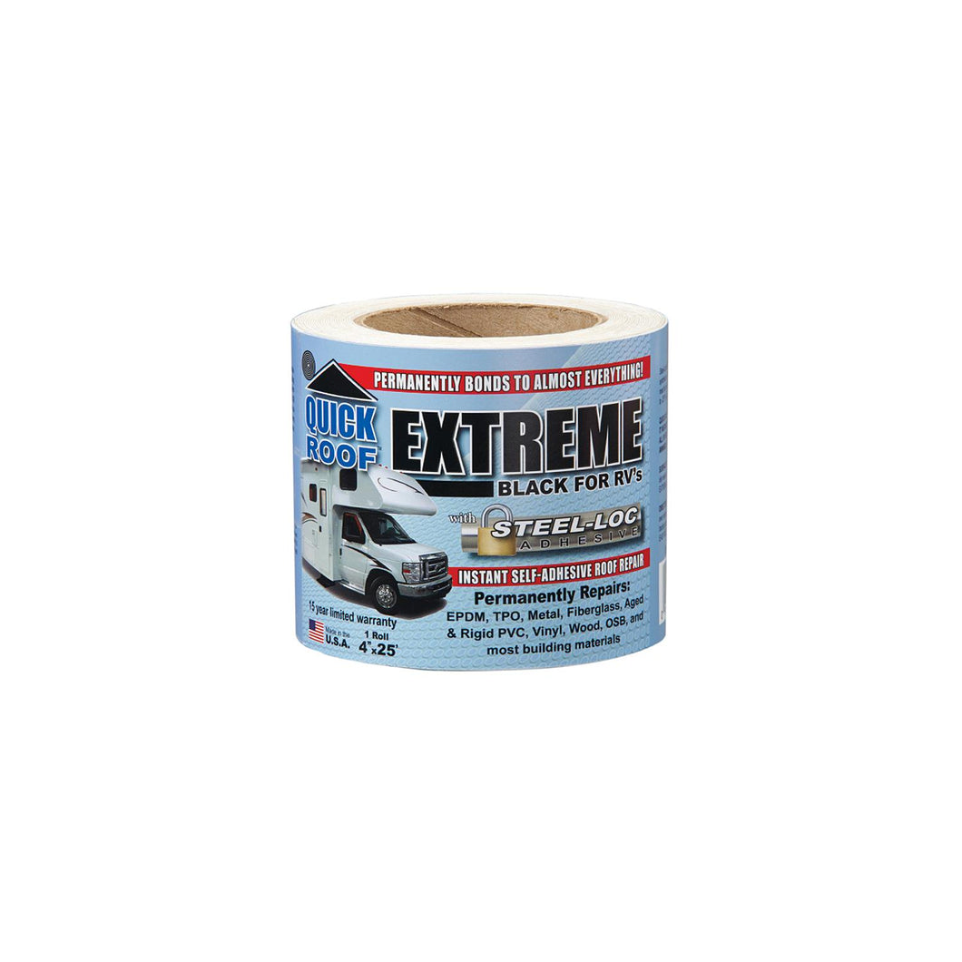 CoFair Products, Inc - Quick Roof Extreme B-UBE425 Instant Self-Adhesive Black Roof Tape for RV's, 4