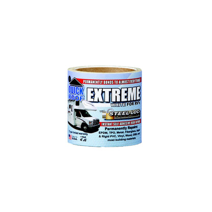 CoFair Products, Inc - Quick Roof Extreme UBE410 Instant Self-Adhesive White Roof Tape for RV's, 4" x 10' -Modern Boat Sales & Service