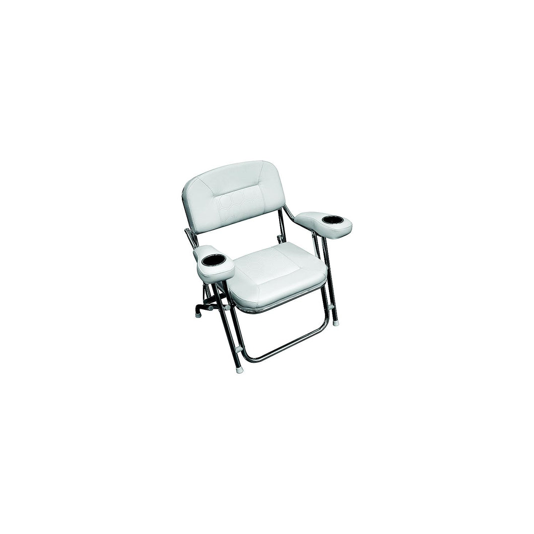Wise 3367784 Deluxe Offshore Folding Deck Chair, Brite White -Modern Boat Sales & Service