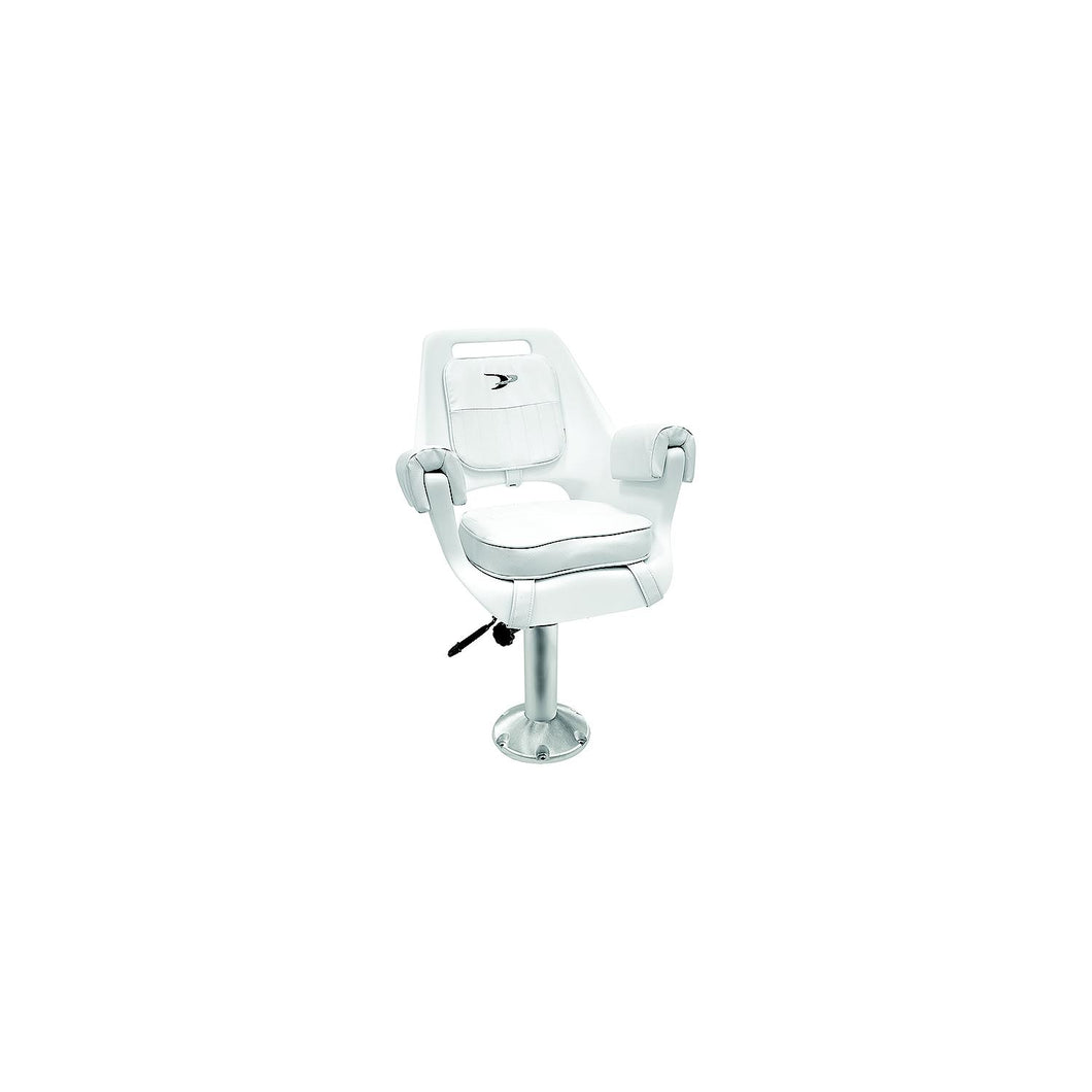 Wise Deluxe Pilot Chair w/Padded Arm Rests & Cushions, White -Modern Boat Sales & Service