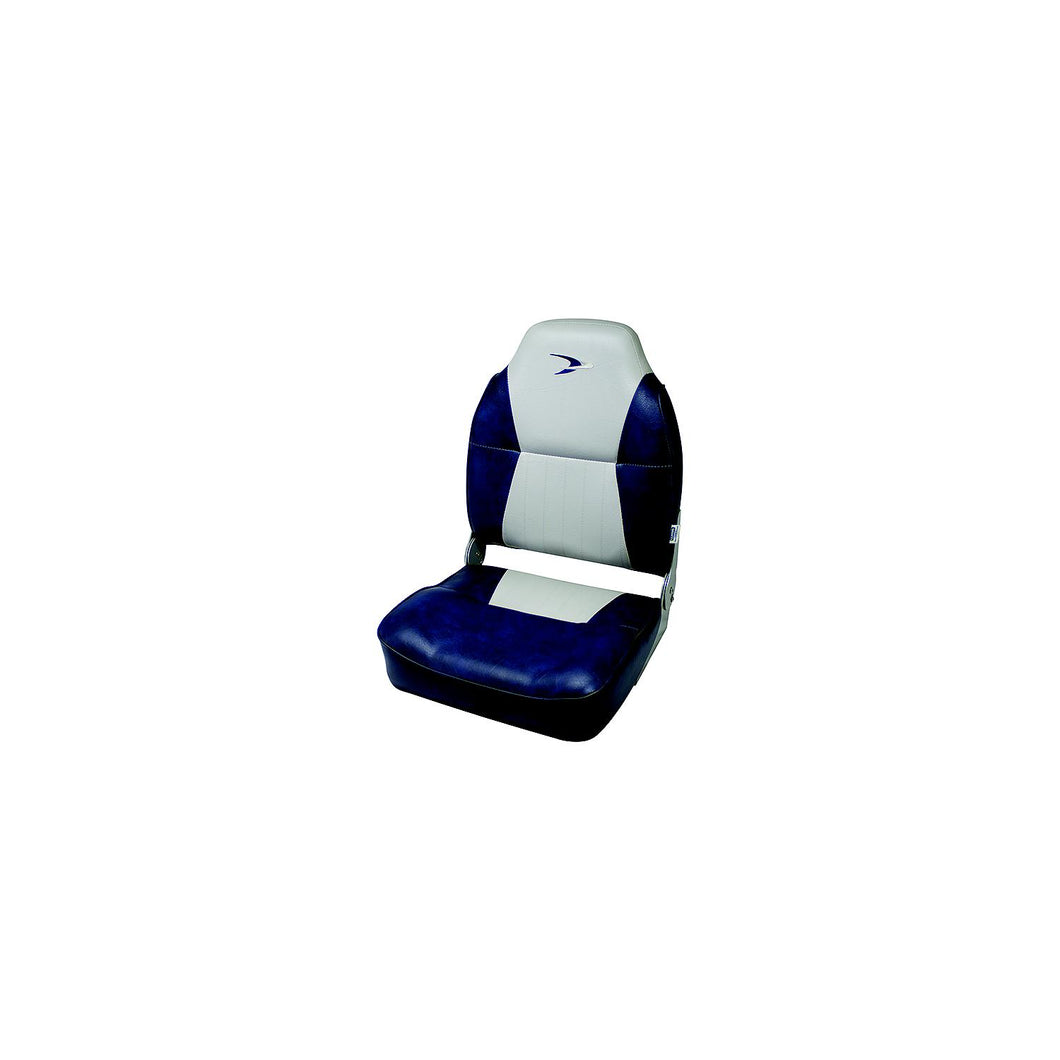 Wise Seating 8WD640PLS660 Premium High Back Fold Down Fishing Seat - Grey/Navy, 19.75