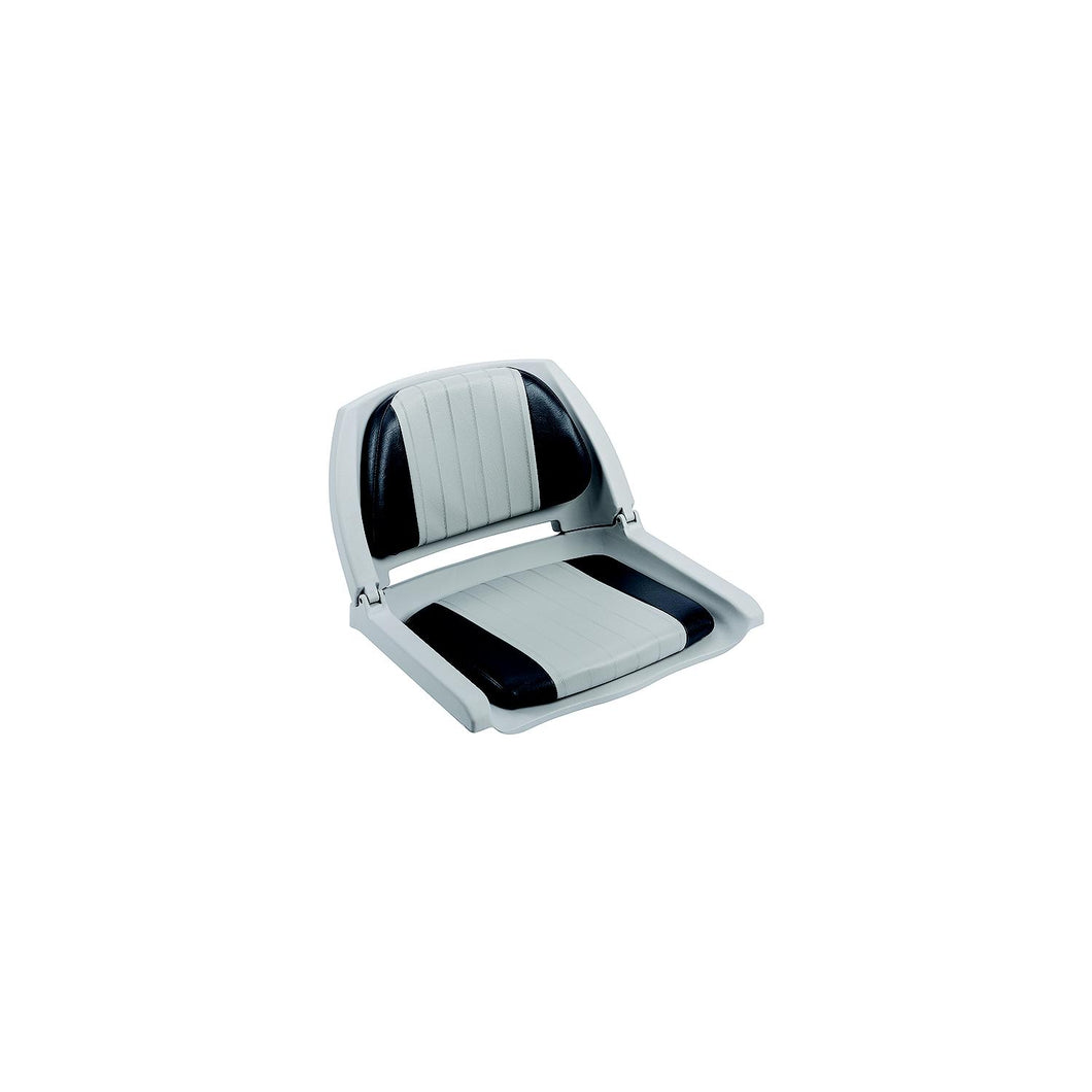 Wise WD139LS012 Deluxe Molded Plastic Fold-Down Seat w/Cushions, Gray/ Charcoal Cushion -Modern Boat Sales & Service