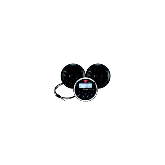 Boss Audio MCKGB350B6 BluetoothÂ® Black In-Dash Gauge Receiver Package w/ 6-1/2" Black Marine Speakers -Modern Boat Sales & Service