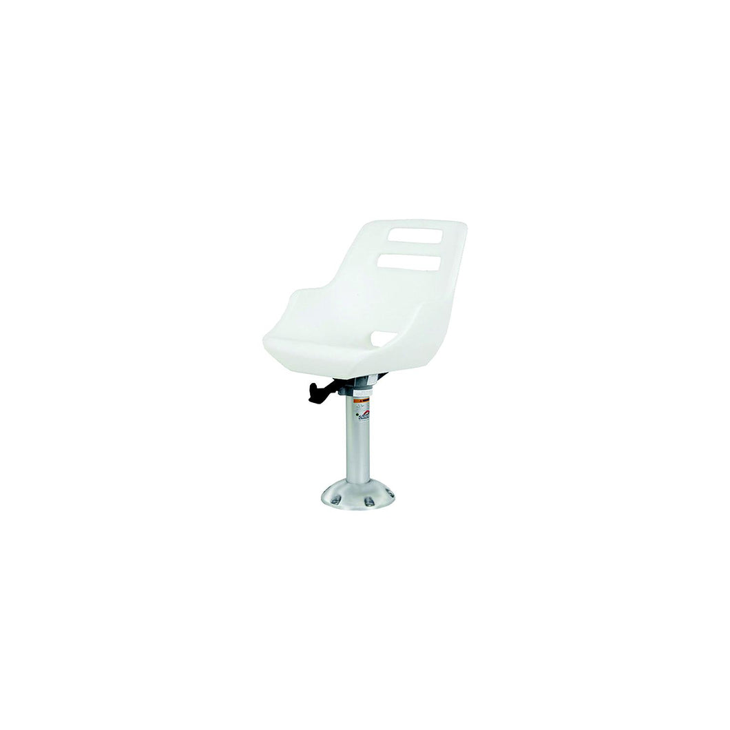 Springfield Admiral Fixed Height Chair Package, White (Includes Seat With Low Profile Armrest, No Cushions, Pedestal With Floor Base, Mounting Plate and Locking Swivel) Default Title -Modern Boat Sales & Service