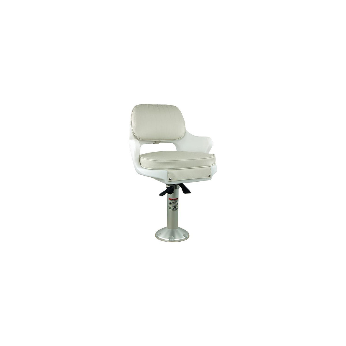 Springfield Yachtsman Fixed Height Chair Package, White (Includes Seat With Armrest and Cushions, Pedestal With Base and Locking Slide/Swivel) -Modern Boat Sales & Service