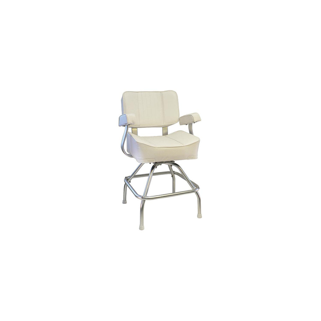 Springfield 1020003 Deluxe Captain's Seat With Stand, White -Modern Boat Sales & Service