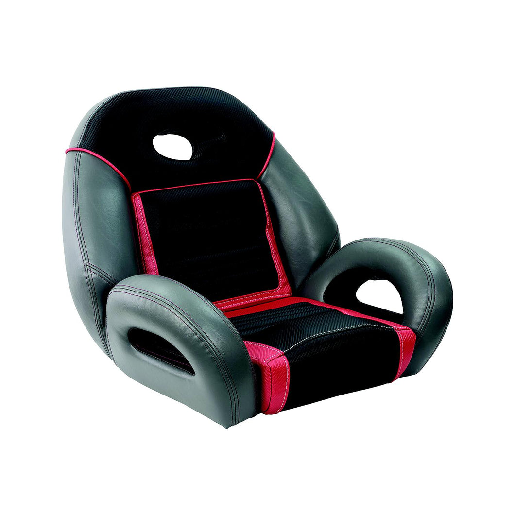 Springfield Marine 104094003 Pro Fishing Speed Seat, Charcoal/Med. Gray/Red -Modern Boat Sales & Service