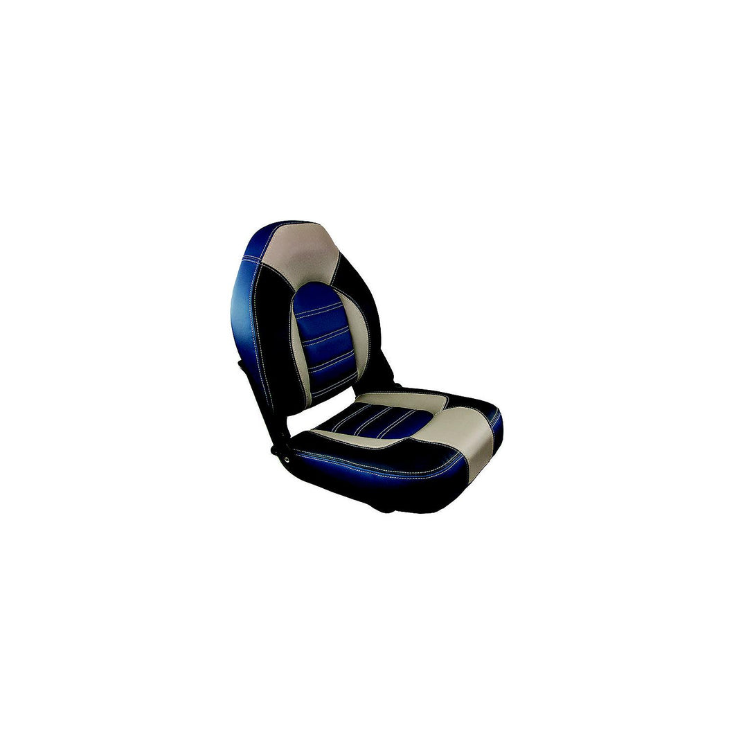 Springfield 1061069B Skipper Premium High Back Fold Down Seat, Blue/Gray -Modern Boat Sales & Service