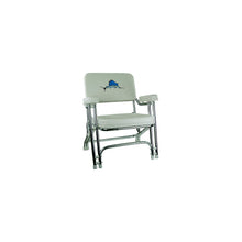 Springfield 1080021EMB Deck Folding Chair, White w/Embroidered Back -Modern Boat Sales & Service