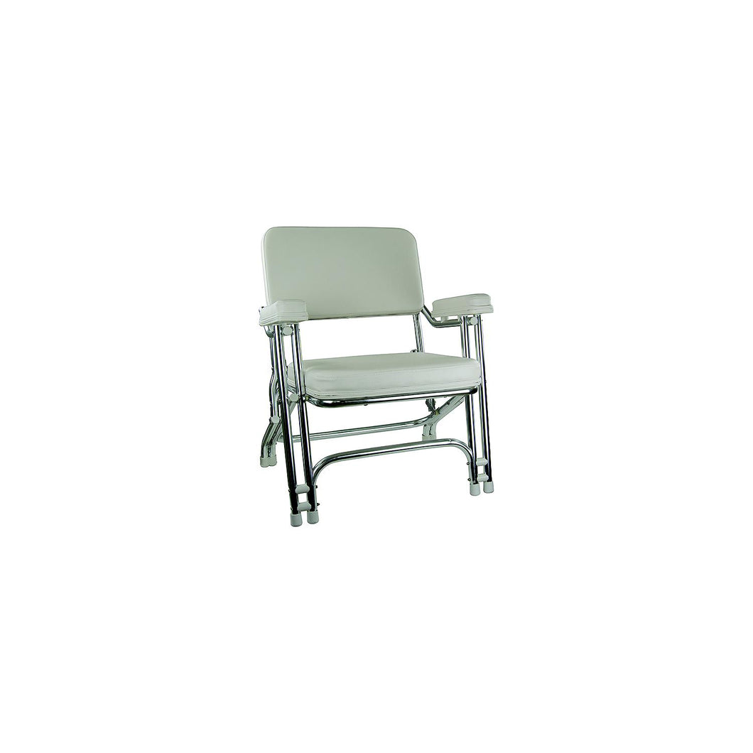 Springfield 1080021 Deck Folding Chair, White -Modern Boat Sales & Service