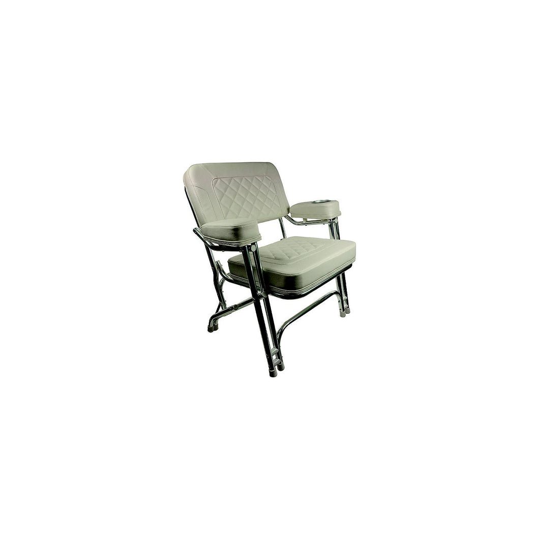 Springfield 1080125CR Premium Deck Chair, White -Modern Boat Sales & Service