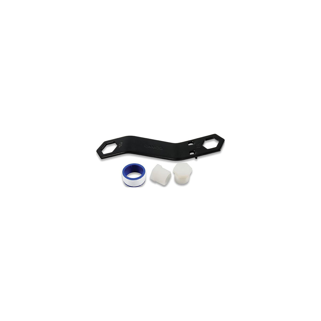Camco 11633 RV Water Heater Drain Plug Kit (Includes two 1/2-14 NTP Drain Plugs and Teflon Tape) -Modern Boat Sales & Service