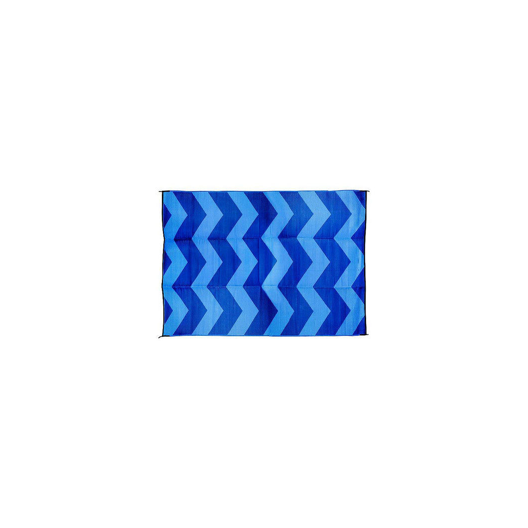 Open Air Chevron Outdoor Leisure Mat, Blue, 6' x 9' -Modern Boat Sales & Service