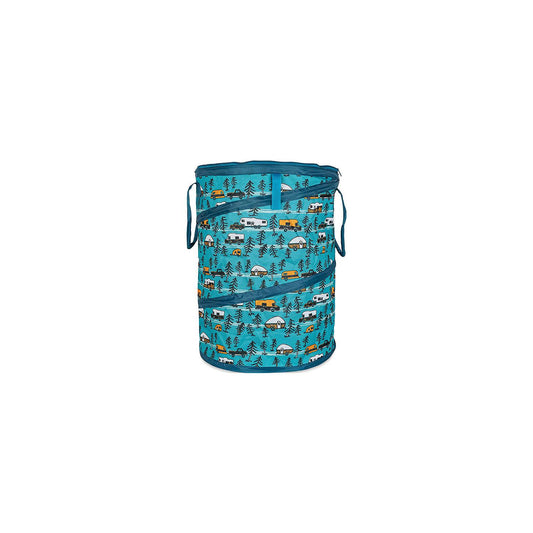 Camco 42987 Pop-Up Utility Container, Teal/ Sketched RVs, 30 Gal. -Modern Boat Sales & Service