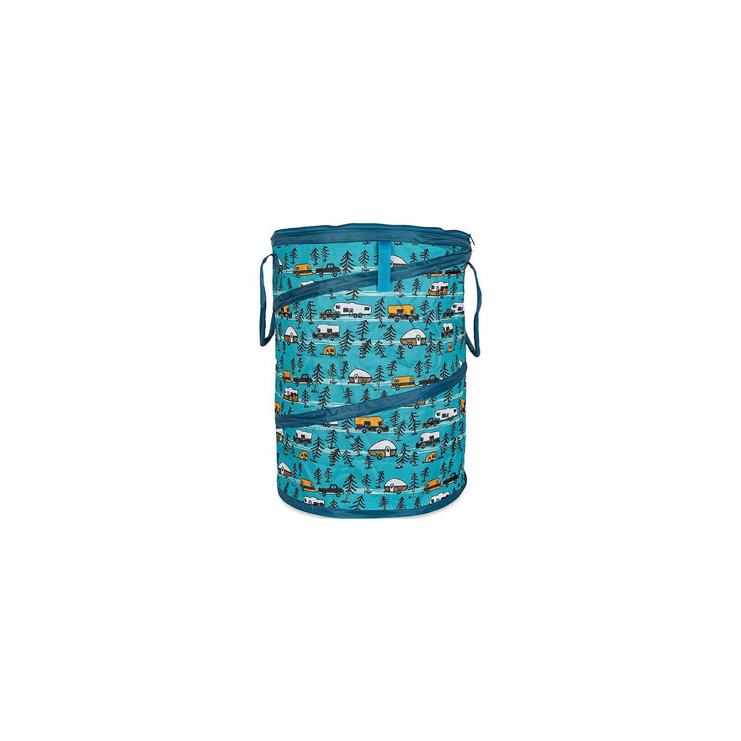 Camco 42987 Pop-Up Utility Container, Teal/ Sketched RVs, 30 Gal. -Modern Boat Sales & Service