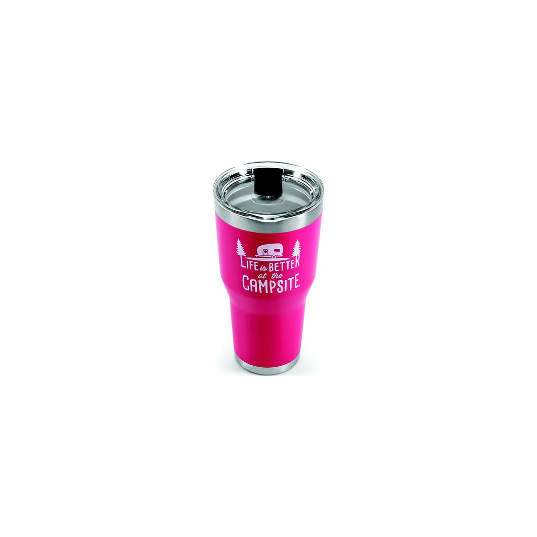 Camco 53062 Life Is Better At The Campsite Tumbler, 30 oz., Coral -Modern Boat Sales & Service