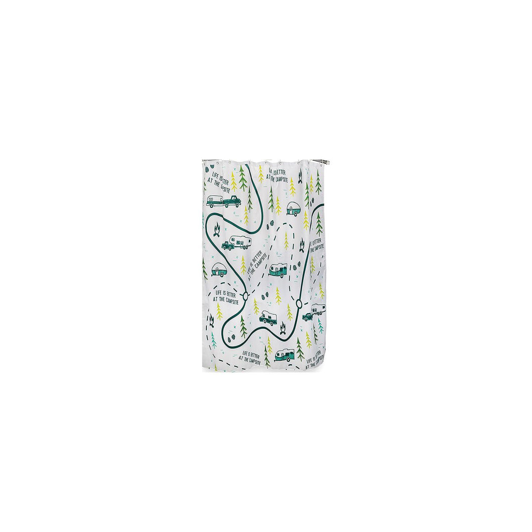 Camco 53245 RV Shower Curtain , White w/Map Design, 68