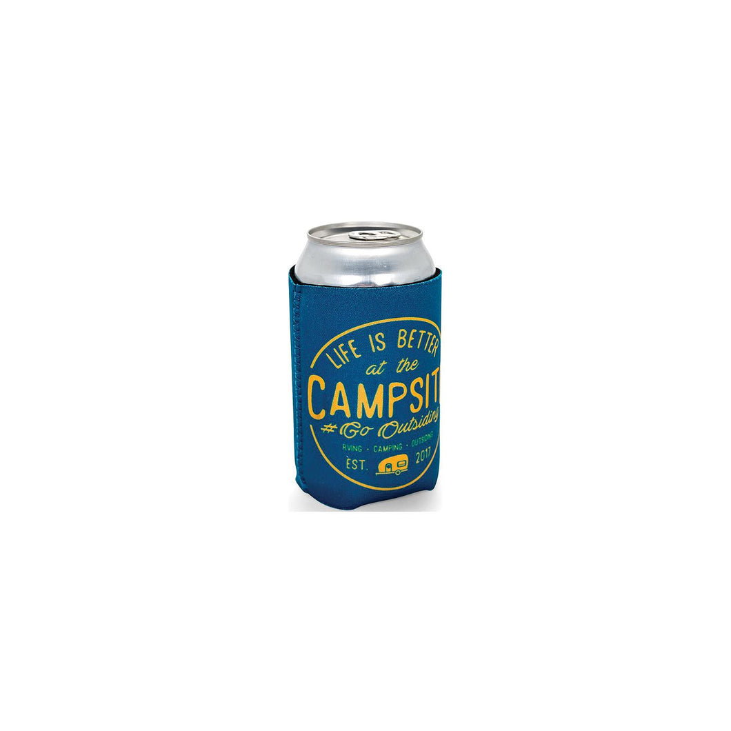 Camco 53247 Life Is Better At The Campsite Can Holder, Navy/Yellow, Better At Campsite -Modern Boat Sales & Service