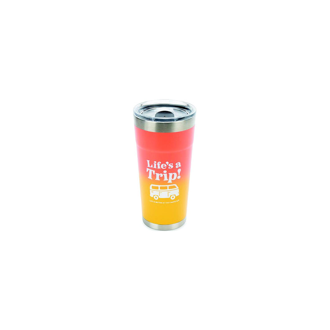Camco 53318 Life's A Trip Tumbler, 20 oz., Orange/Yellow -Modern Boat Sales & Service