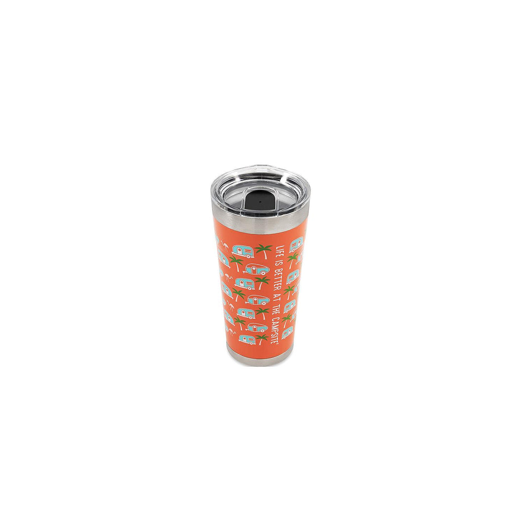 Camco 53322 Palm Trees / RVs Tumbler, 20 oz., Orange -Modern Boat Sales & Service