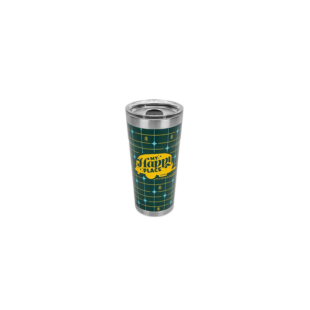 Camco 53325 My Happy Place Tumbler, 20 oz., Green Grid -Modern Boat Sales & Service
