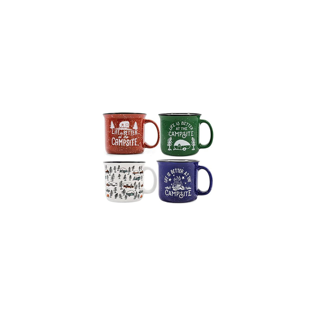 Camco 53357 Ceramic Mug, 14 oz., 4/pk, Assorted Colors -Modern Boat Sales & Service