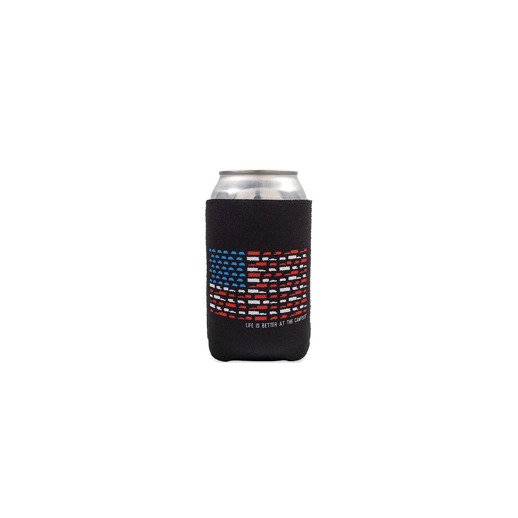 Camco 53378 Life Is Better At The Campsite Can Holder, Black, US Flag -Modern Boat Sales & Service